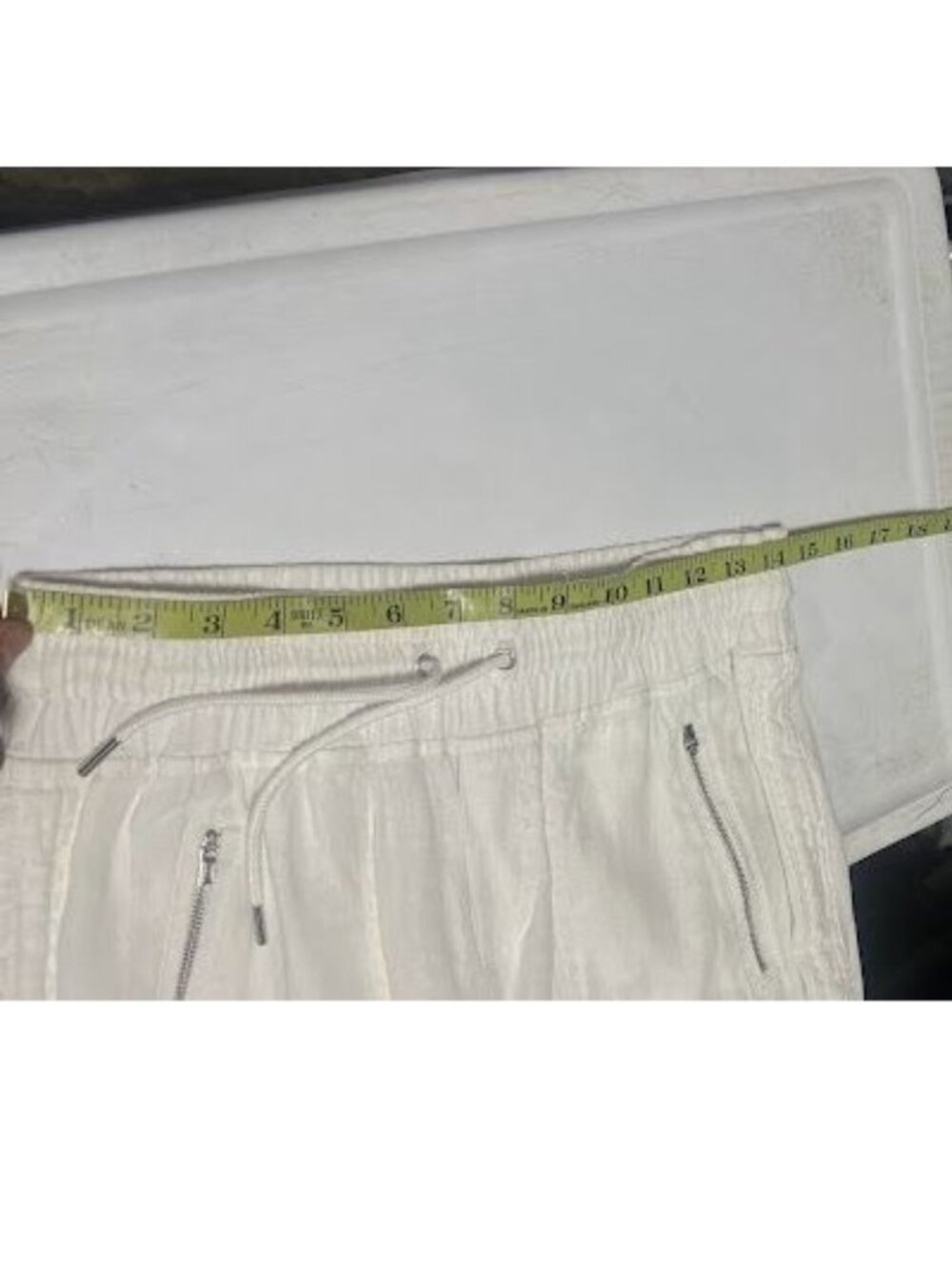 Athleta Size 4 Cargo Linen Wide-Leg Flowy Pants White Drawstring - Picture 6 of 8